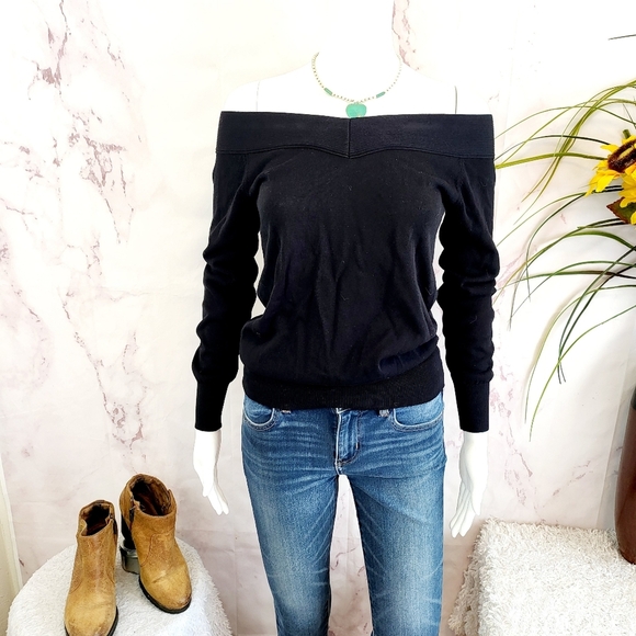 Reiss Chic Off-Shoulder Black sweater - Picture 3 of 7